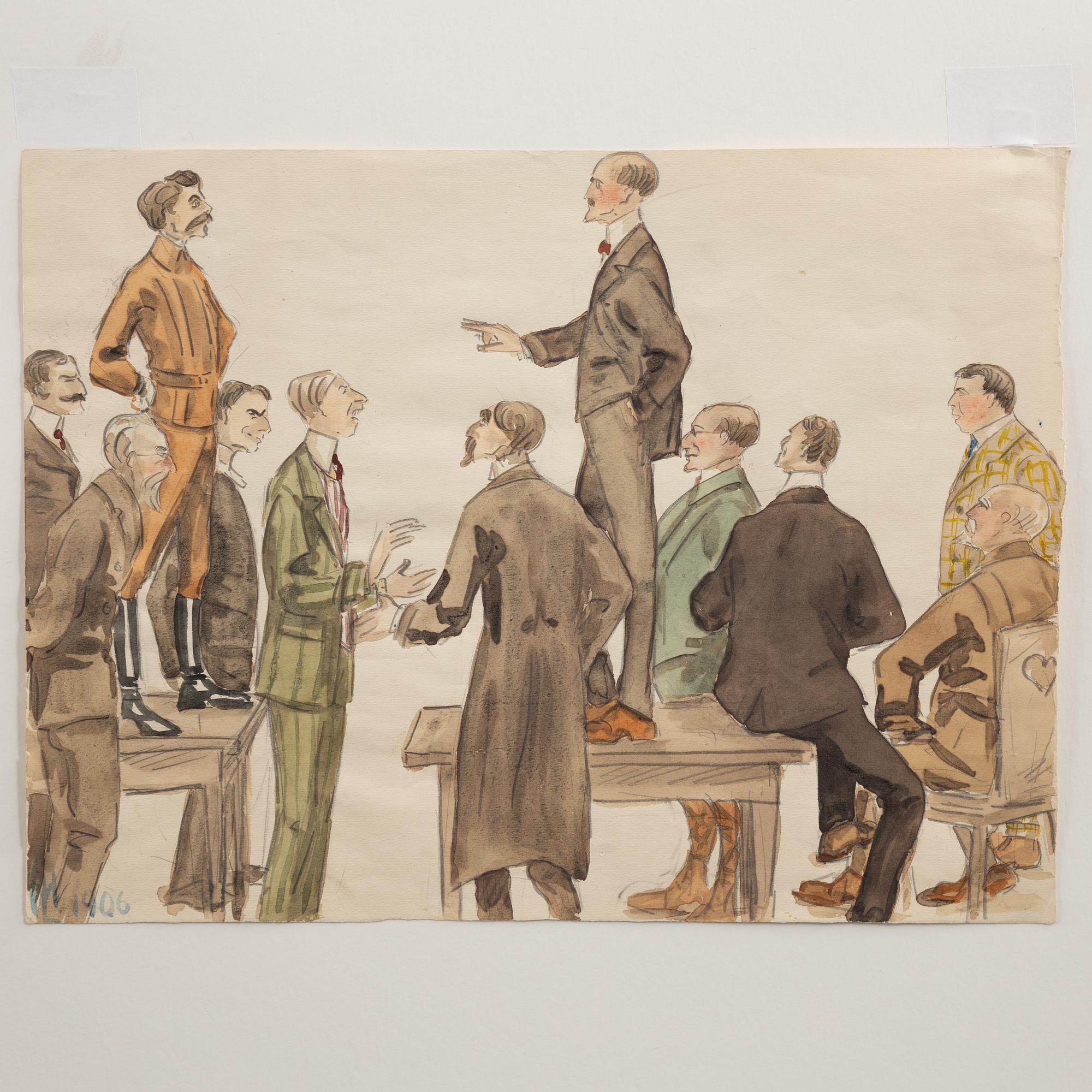 Harriet Löwenhjelm, watercolour, siogned and dated 1906.