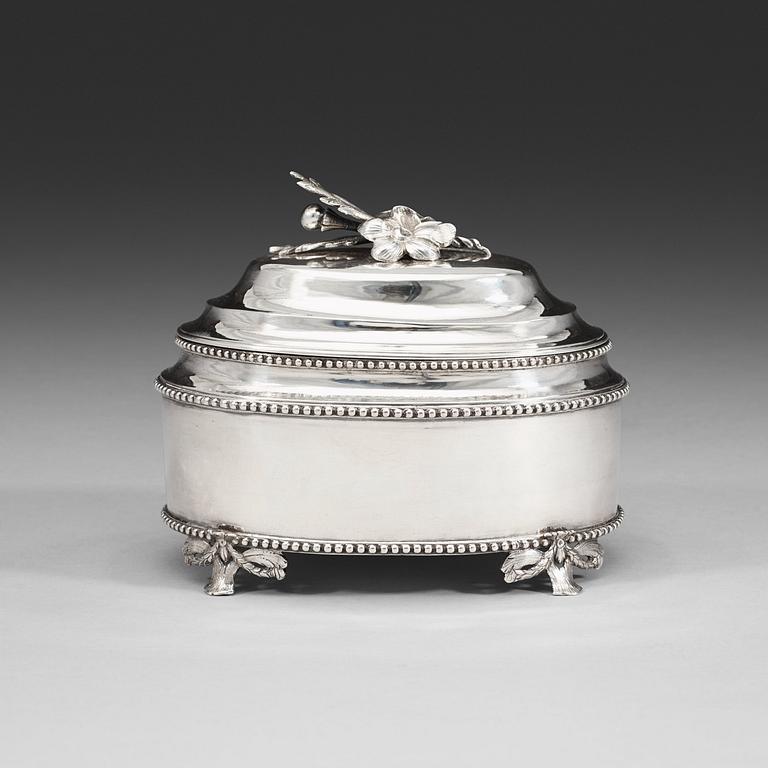 A Swedish 18th century silver sugar-box, marks of Johan Malmstedt, Göteborg 1787.