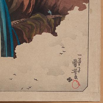 Utagawa Kuniyoshi, A colour woodblock print by Utagawa Ichiyusai Kuniyoshi (1798-1861), after, Japan, 20th century.