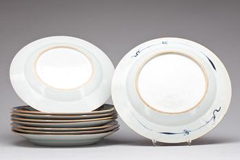 TALLRIKAR, porslin, 8+1 st. Kina, Qianlong (1735-95).