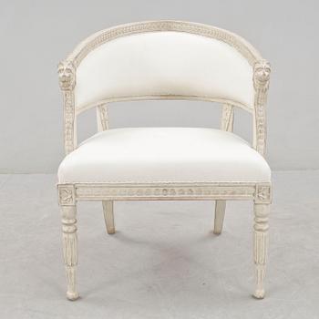 KARMSTOL, sk baljfåtölj, sengustaviansk stil, 1900/2000-tal.