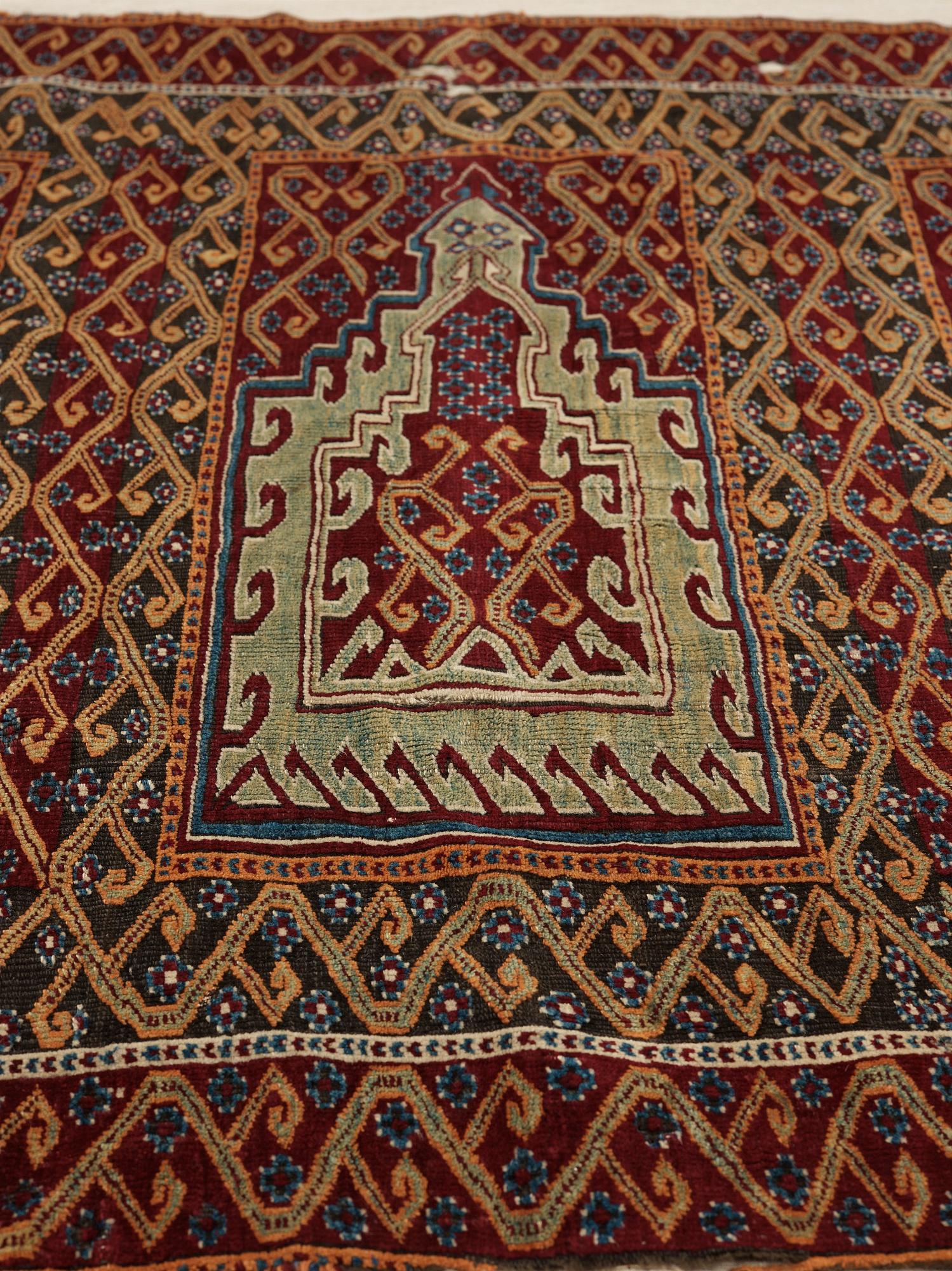 A CARPET FRAGMENT. An antique Central Anatolian Saff. 152,5 x 140,5 cm.