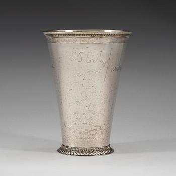 A Swedish 18th century parcel-gilt beaker, marks of Johan Rudman, Gävle (1689-1727 (1734-)).