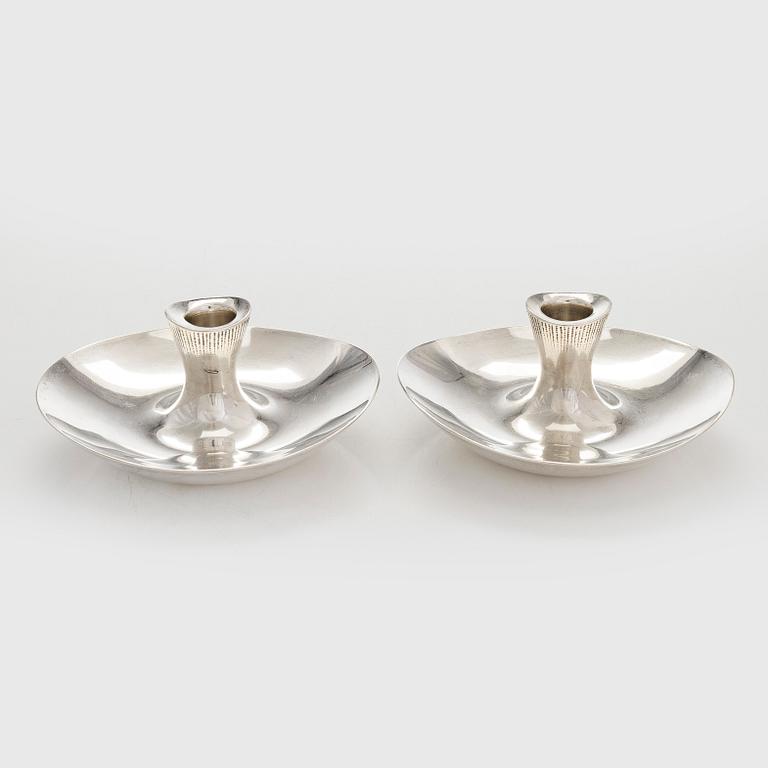 Tapio Wirkkala, a pair of silver candleholders, Hopeatehdas, Helsinki 1955.