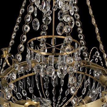 A late Gustavian circa 1800 six-light chandelier.