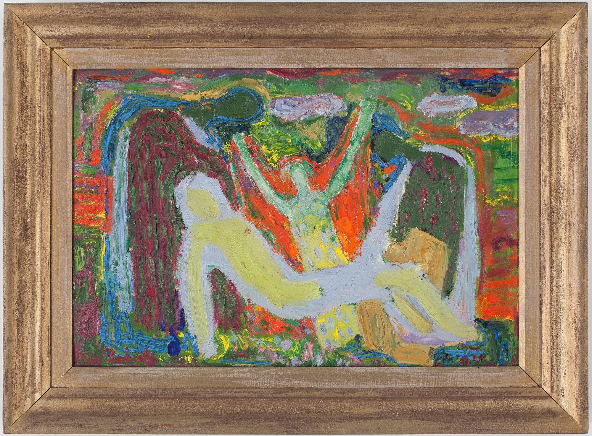 PÄR SIEGÅRD, olja på pannå, ej signerad.