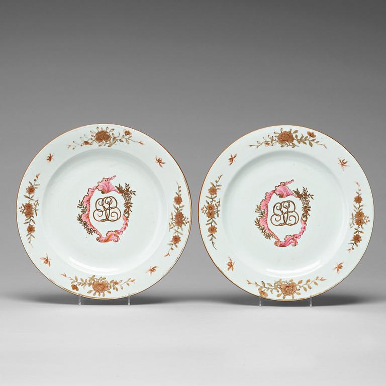 FAT, ett par, kompaniporslin. Kina, Qingdynastin, Qianlong (1736-95).