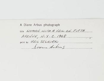 Diane Arbus, "Woman with a Veil on Fifth Avenue, N.Y.C 1968".