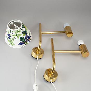 HANS-AGNE JAKOBSSON, a pair of brass wall lights, Markaryd.