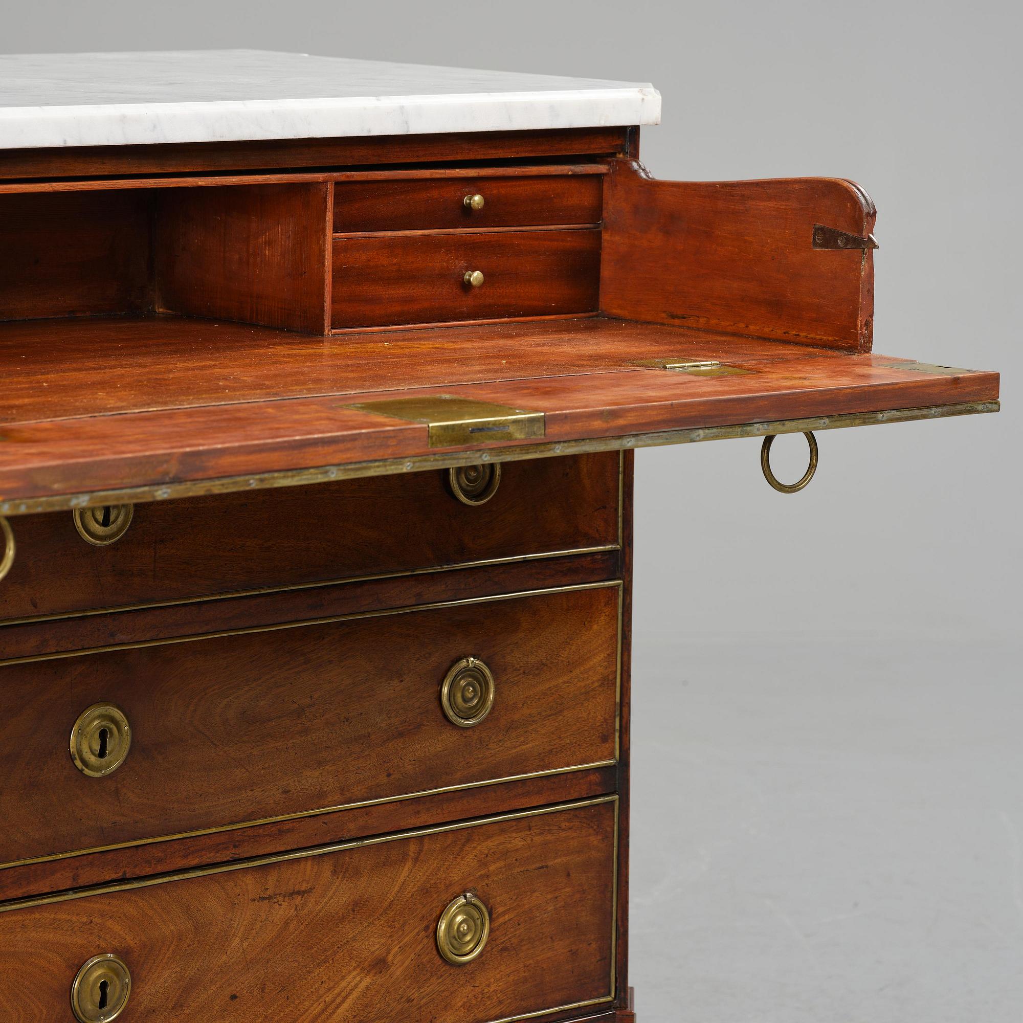 A late Gustavian mahogany commode, Stockholm, late 18th century.