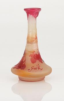 An art nouveau Emile Gallé cameo glass vase, Nancy, France.