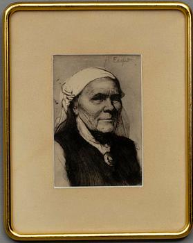 ALBERT EDELFELT, etsning, plåtsign.