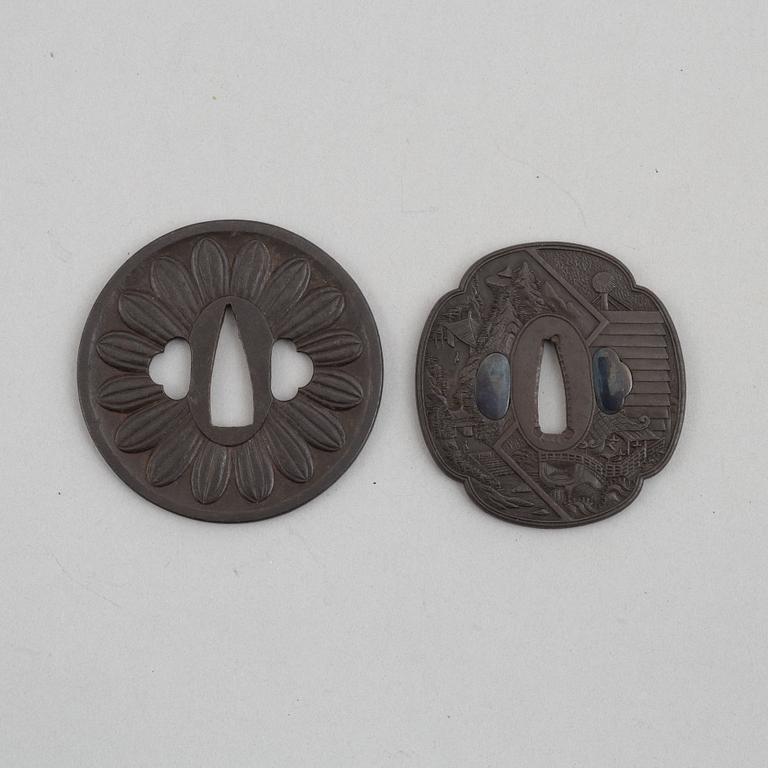 Tsuba, 2 st, Japan, mumei, Edo/Meiji.