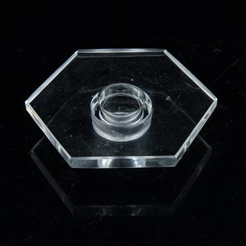 Lalique, a pair of glass candlestick, signed Lalique France, second half of the 20th century.