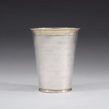 A Swedish early 18th century parcel-gilt beaker, marks of Johan Rudman, Gävle (1689-1727).