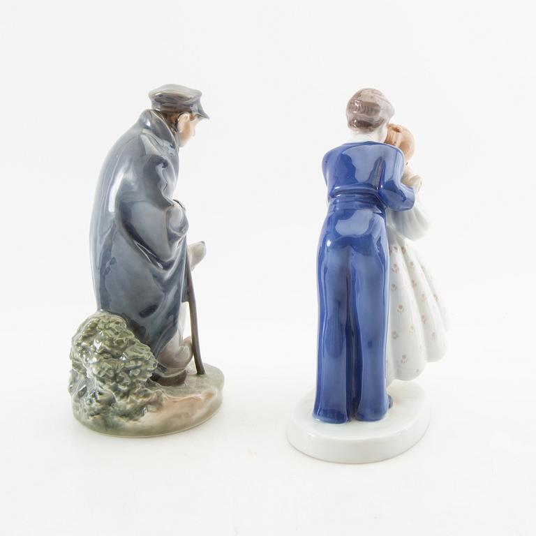 Figurines 7 pcs Royal Copenhagen/Bing & Grøndahl
 and Dahl Jensen mid/late 20th century porcelain.