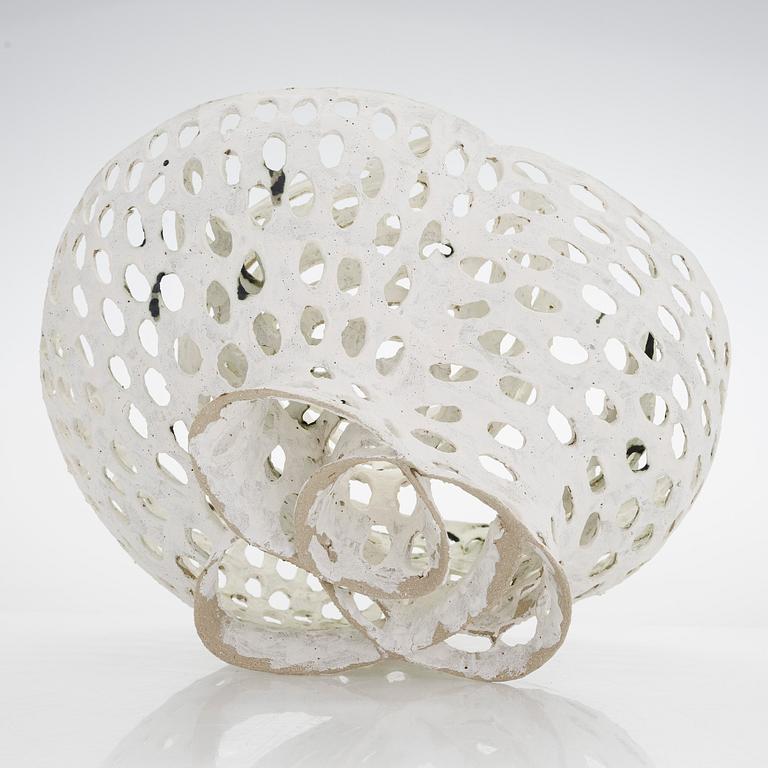 Kristina Riska, a ceramic 'Basket sculpture' signed KR.