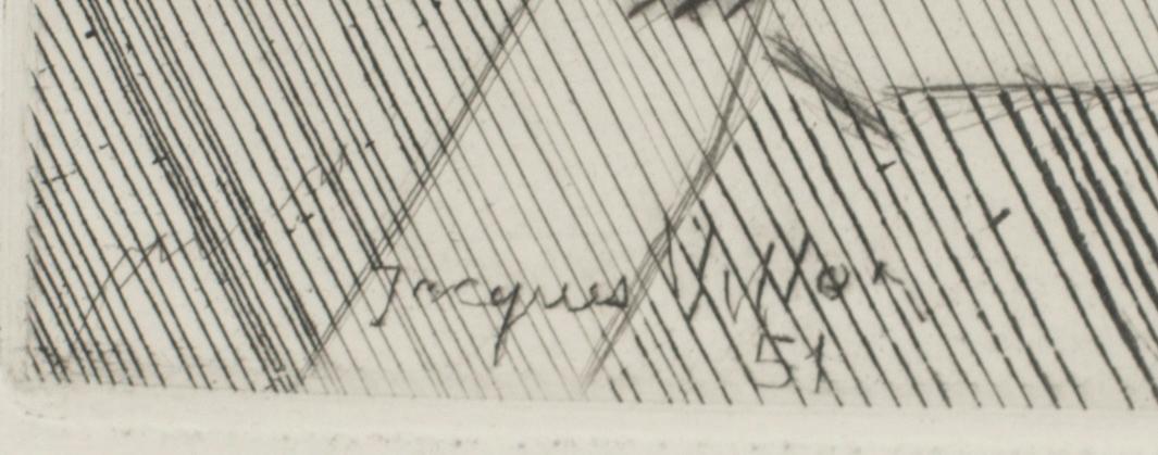 JACQUES VILLON, etsning, signerad i plåten och daterad -51, ur XX:e siècle nr 2 1952.