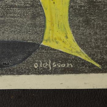 Pierre Olofsson,  gouache on etching, signed.