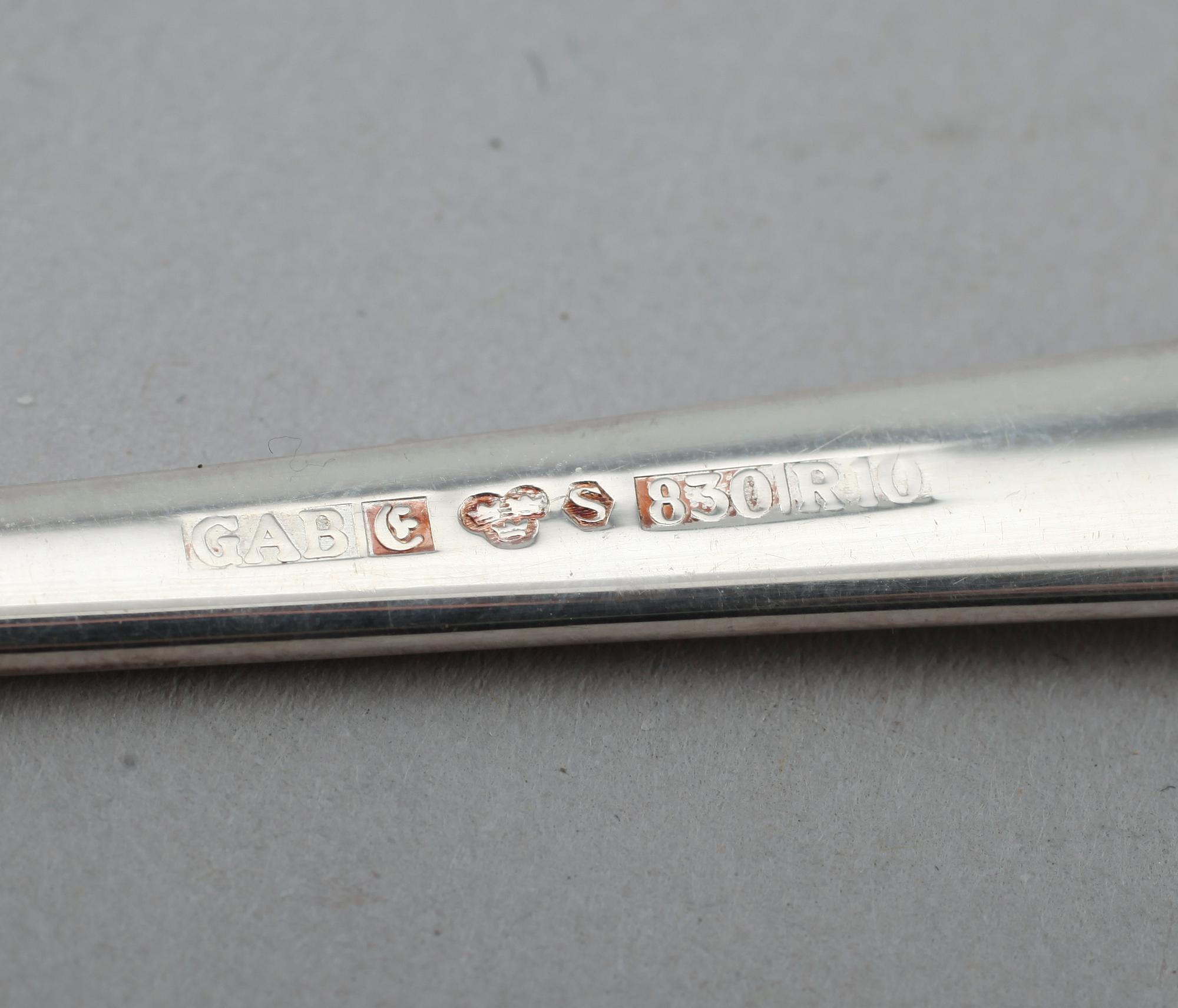 BESTICK, 50 snarlika delar, silver, "Chippendale", GAB, sent 1900-/2000-tal. Total vikt ca 1235 g.
