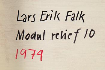 Lars-Erik Falk, wall relief, signed and dated 1974 verso.