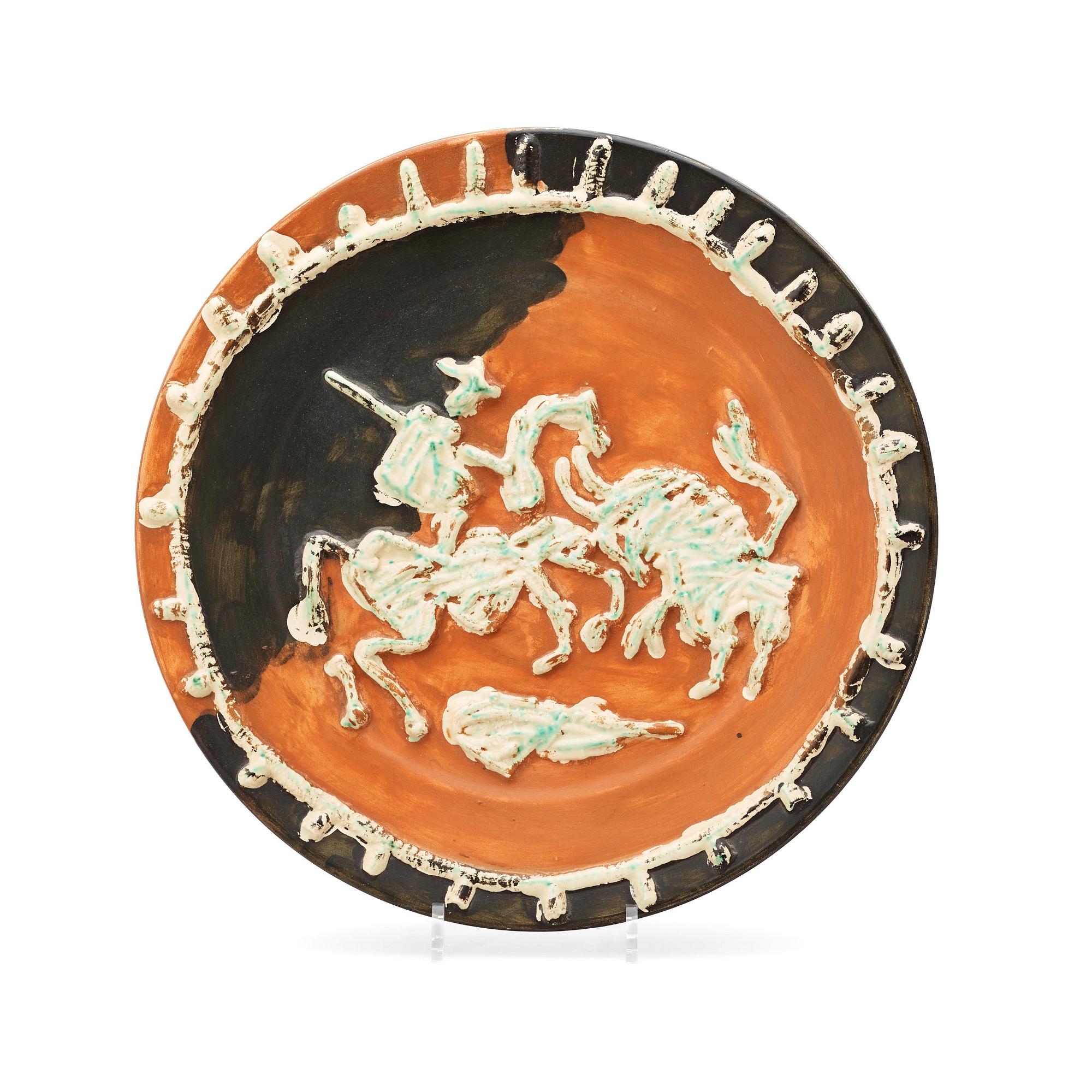 A Pablo Picasso 'Picador et taureau' faience dish, Madoura, Vallauris 1959.