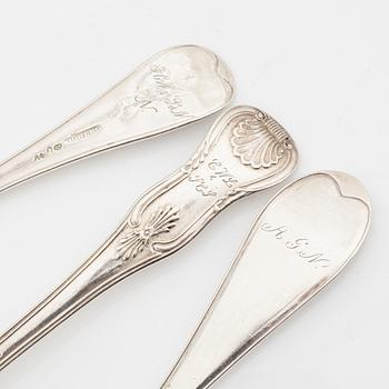 Skedar, 15 st, silver, Sverige 1800-tal.