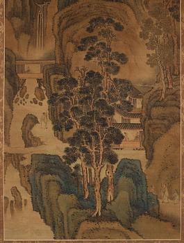 Rullmålning, färg och tusch på siden, signerad “蒋桐” Jiang Tong och med cyklisk datering till jiaxu, 1600/1700-tal.