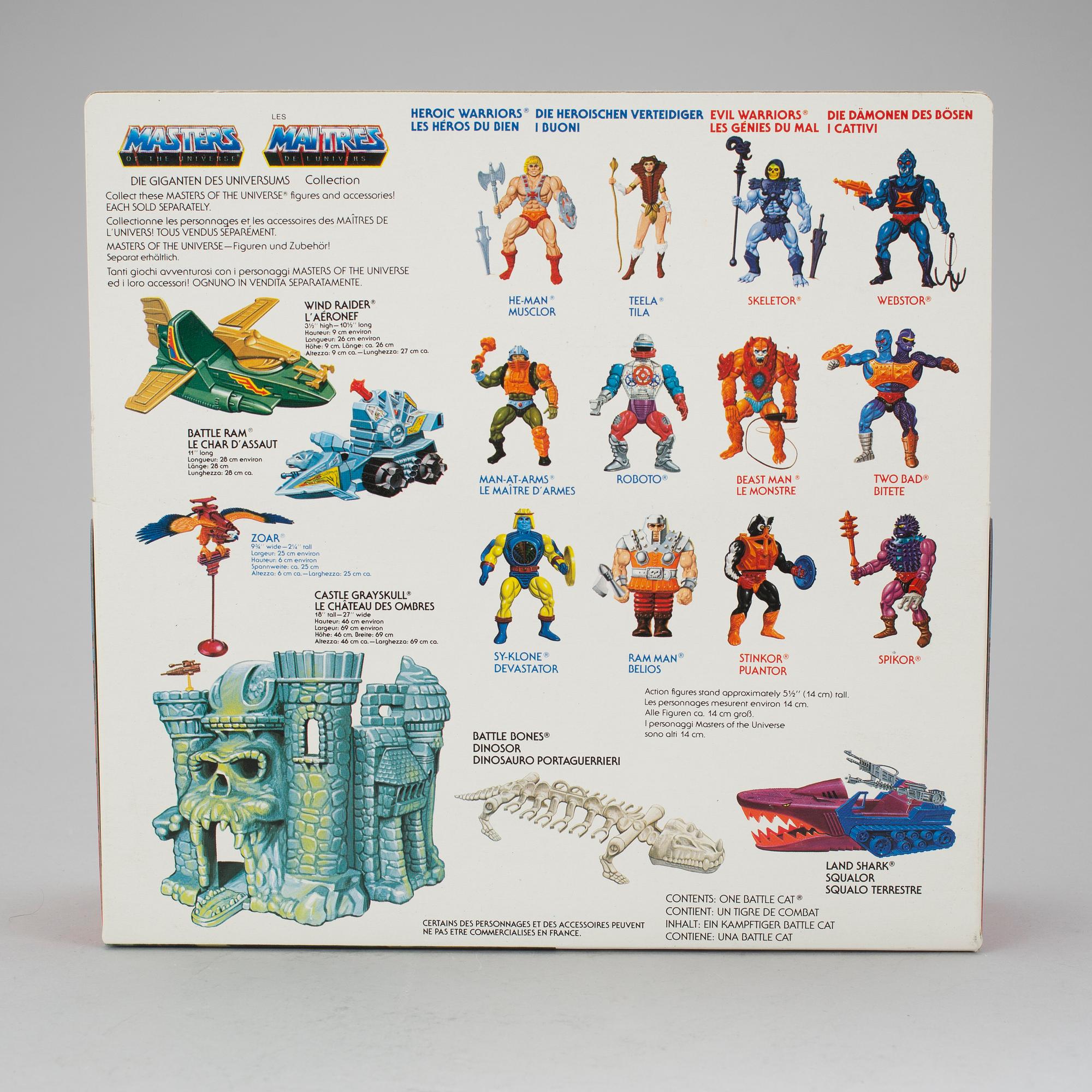 MASTERS OF THE UNIVERSE, Battle cat, Two-Bad, Roboto, He-Man samt Orko, Mattel, 1983-84.