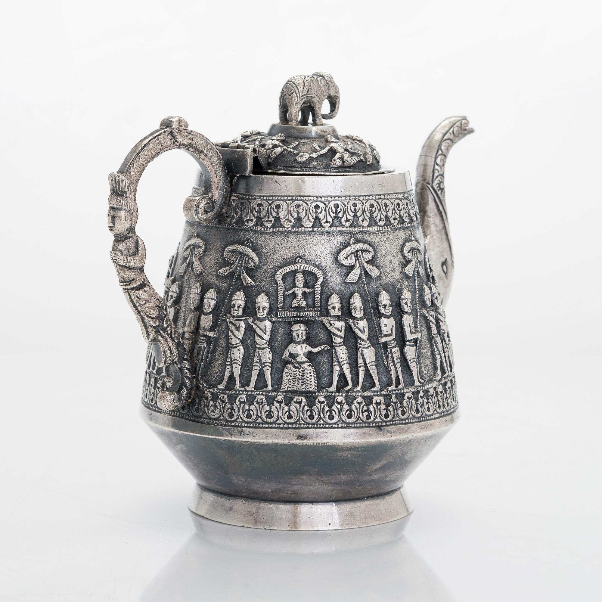 An Indian silver teapot.