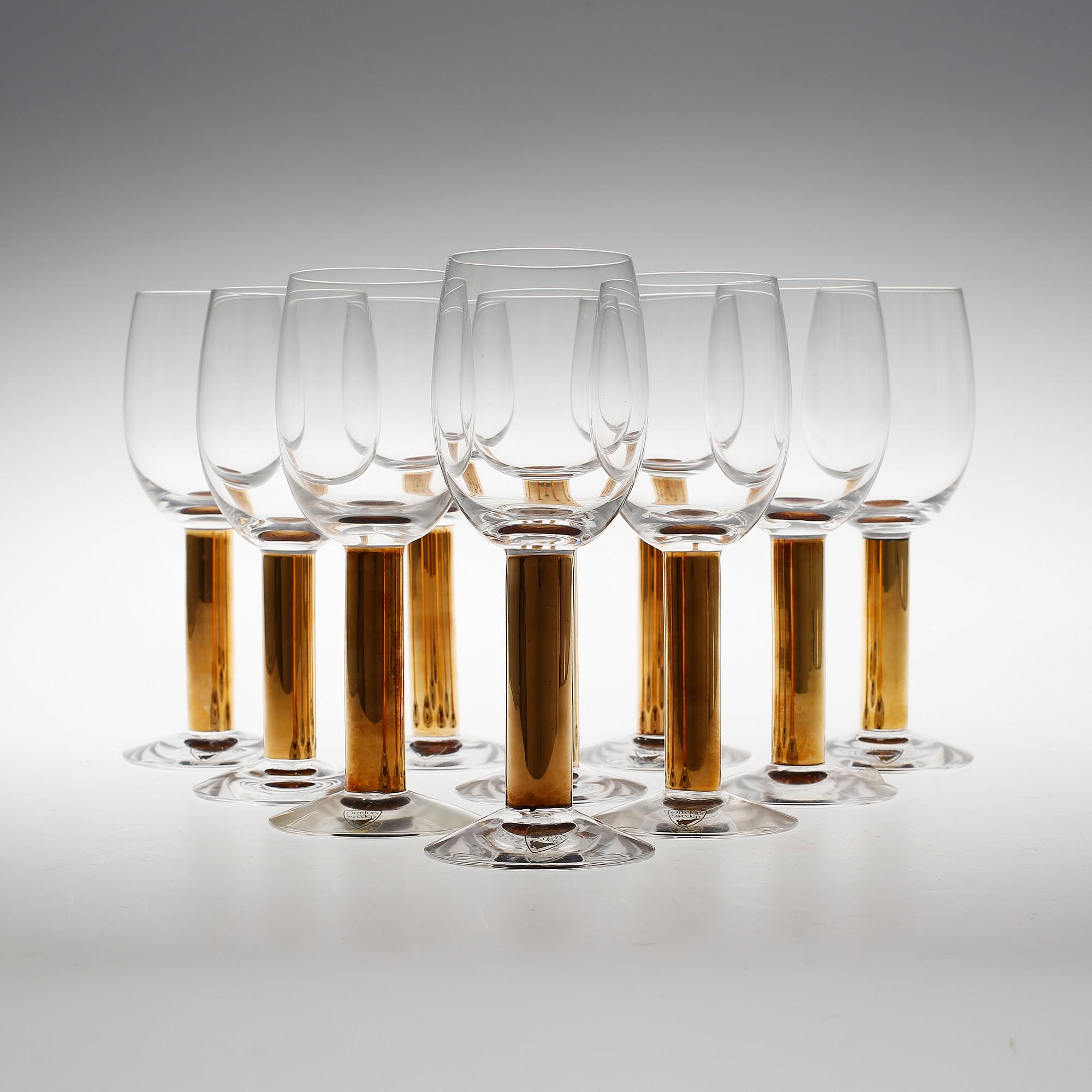 VITVINSGLAS, 10 st, "Nobel", Gunnar Cyrrén, Orrefors,