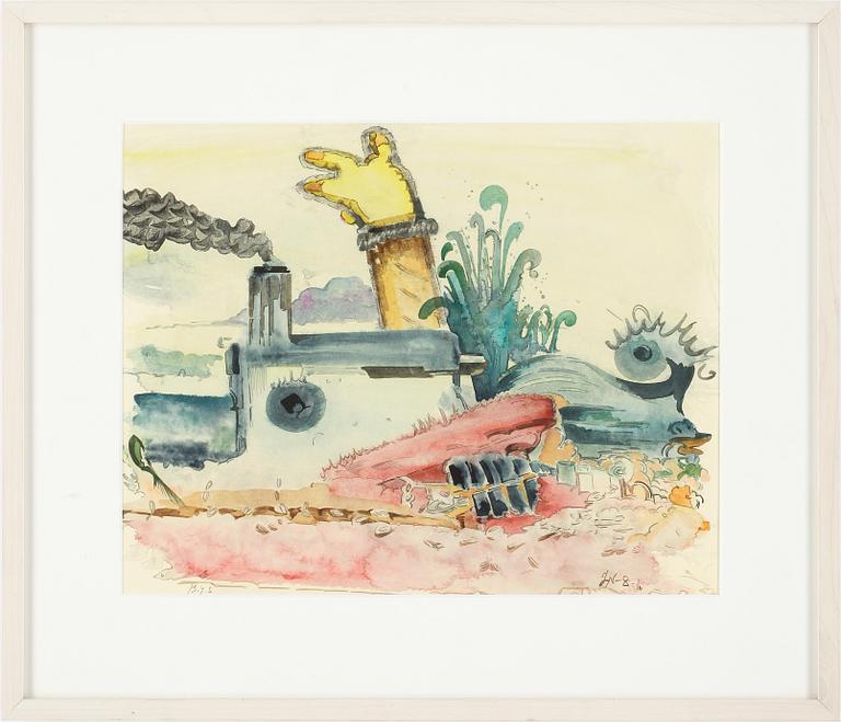 JOHAN NOBELL akvarell och collage på papper, monogramsignerad och daterad 2010.