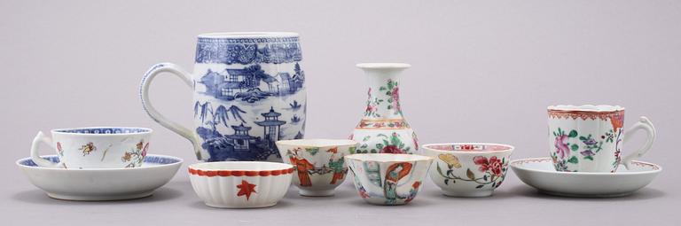 PARTI PORSLIN, 7 delar, Kina samt Japan, 1700/1800-tal.