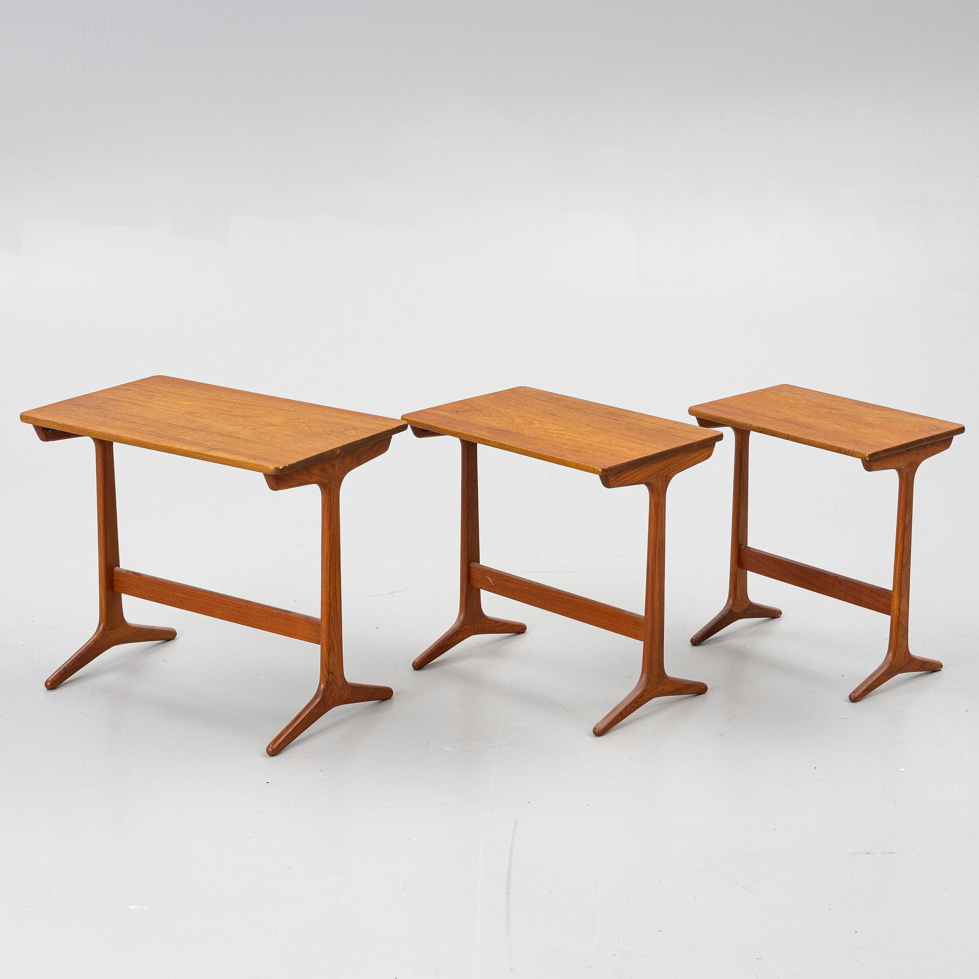 Erling Torvits, a three-piece nesting table, Denmark, 1960's.