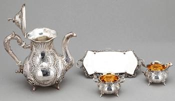 KAFFESERVIS, 4 delar, silver, Gewe Silvervarufabriken Ab, Malmö, 1974. Vikt ca 1328g.