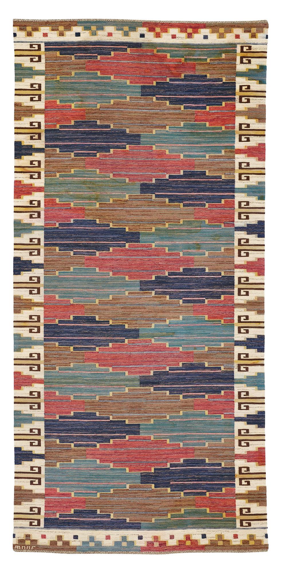 Märta Måås-Fjetterström, a carpet, "Blå heden", flat weave, ca 424-426 x 200,5-203 cm, signed AB MMF.