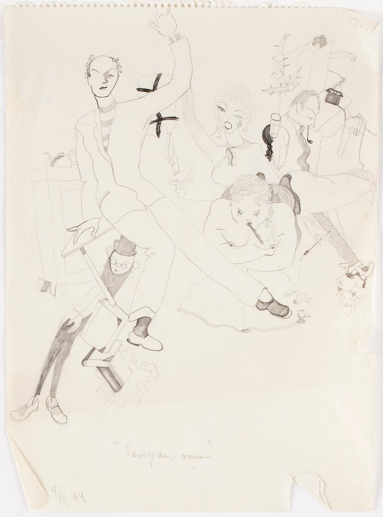 MAX GOLDSTEIN (MAGO), dräktskisser, kritteckningar, akvareller, ca 60 st, vissa daterade o signerade.