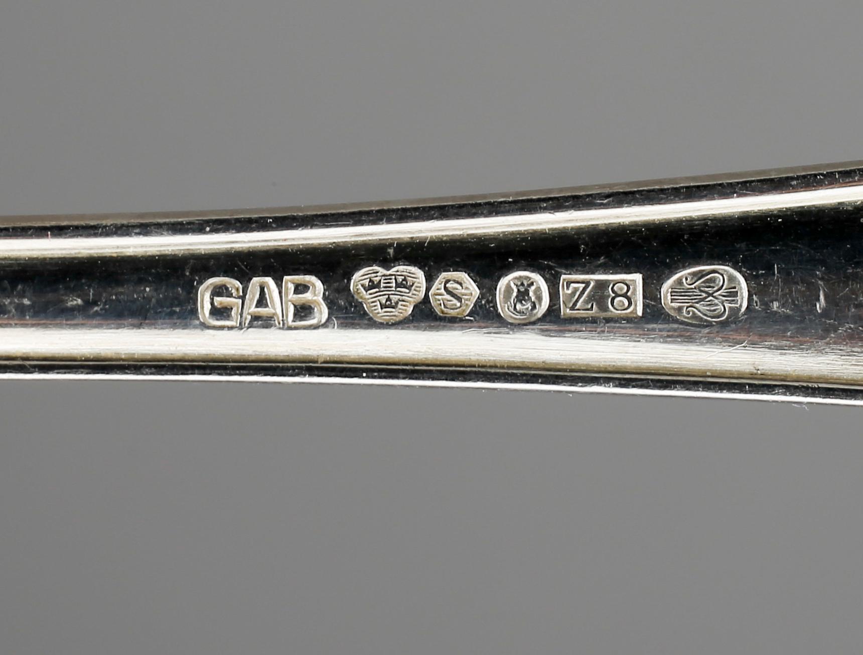 BESTICKSERVISDELAR, 108+1+2, silver, GAB Stockholm, 1900-talets mitt.Vikt ca 2850 gram.
