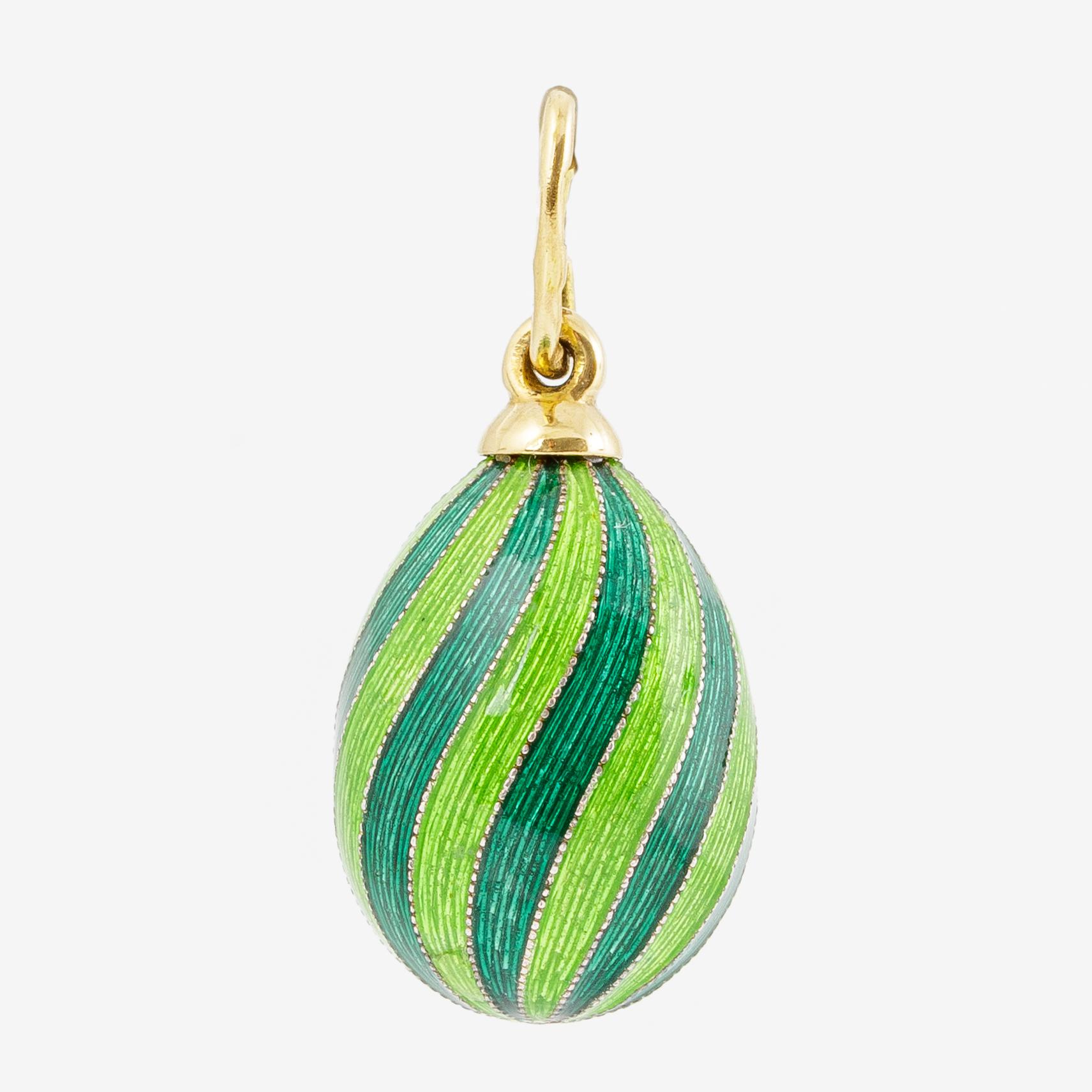 W.A. Bolin, pendant in the form of an egg, 18K gold and silver and enamel.