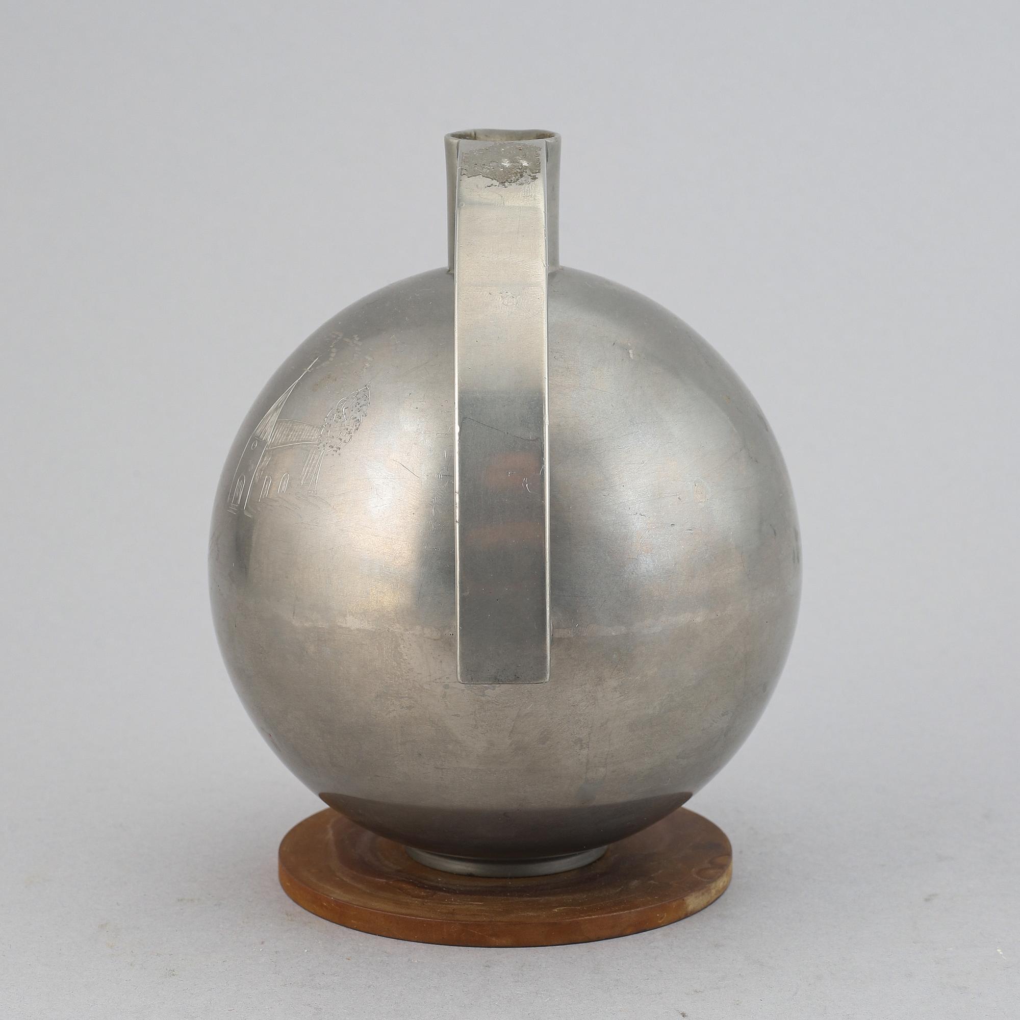 Carl Einar Borgström, kanna, tenn, Ystad Metall, 1934.