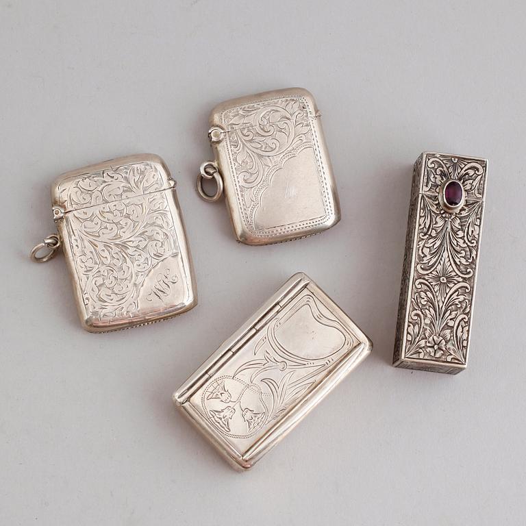 DOSOR, 4 st, silver, 1900-tal. Total vikt ca 123 gram.