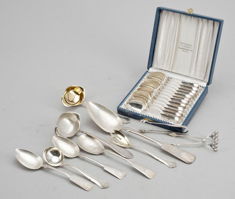 PARTI BESTICK, silver, Finland, bland annat 12 kaffeskedar 1900-tal. Vikt ca 498 gram.