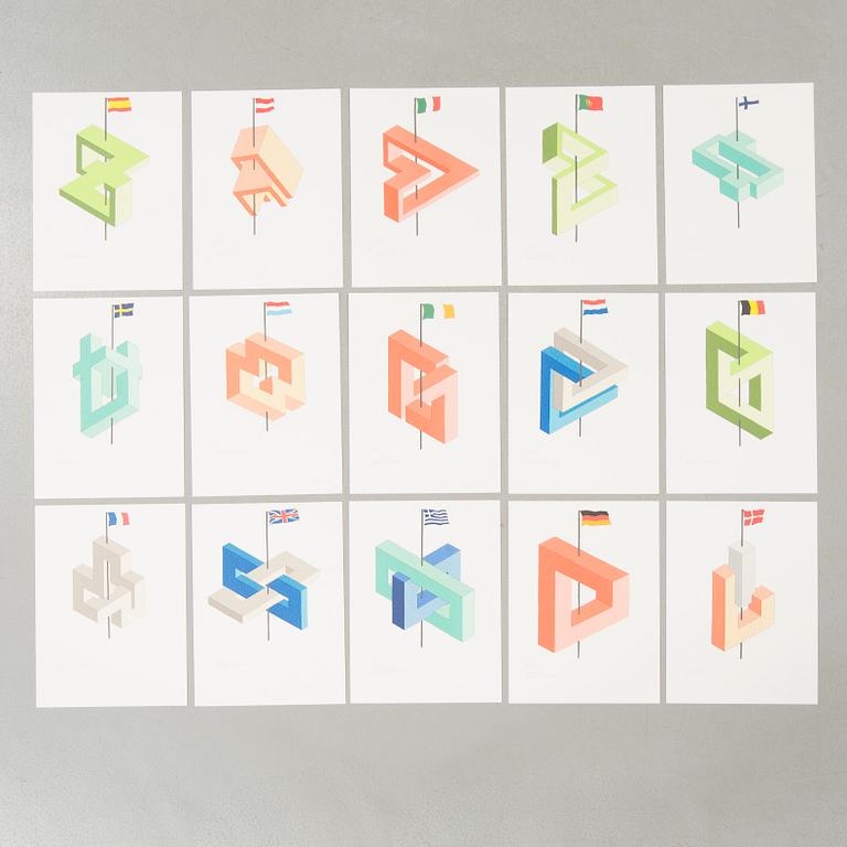 OSCAR REUTERSVÄRD, 15 litographs in folder, signed and numbered 26/190.