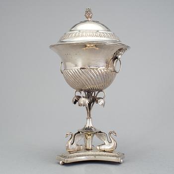 A Swedish 19th century silver sugar-bowl and cover, mark of Anders Lundqvist, Stockholm 1819.