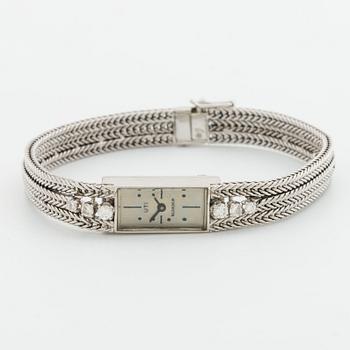 BLANCPAIN ARMBANDSUR 18K vitguld, 16 x 8 mm, 6 briljanter ca 0.20 ct, UTI.