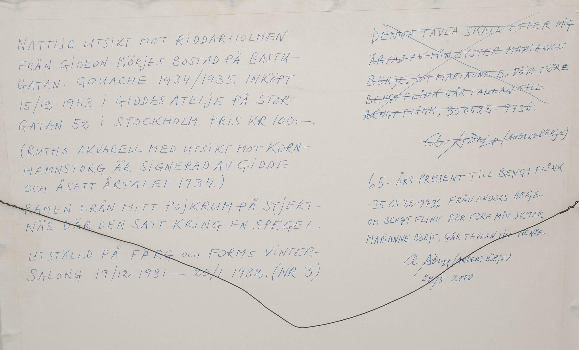 GIDEON BÖRJE, gouache, signerad.