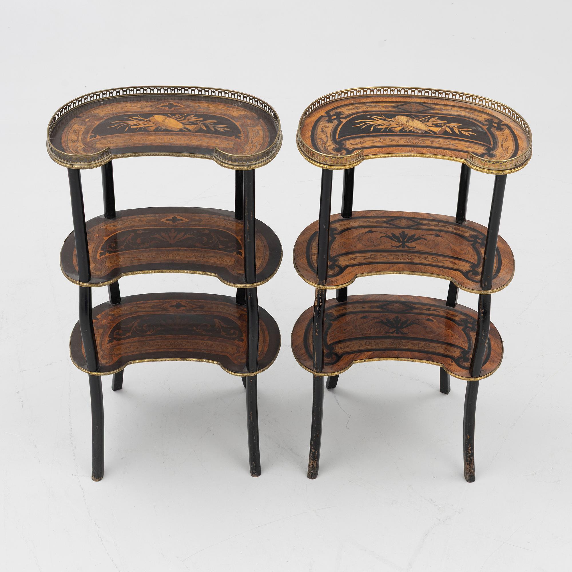 a pair of etageres,  Louis XVI style, circa 1900.