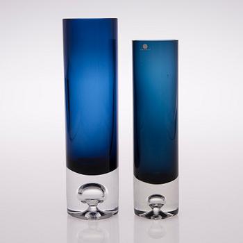 Two 3586 Glass Vases, signed Tapio Wirkkala 3586.