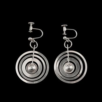 Tapio Wirkkala, A PAIR OF EARRINGS, silver, "Silver Moon", N. Westerback, Helsinki 1971. Weight 7 g.