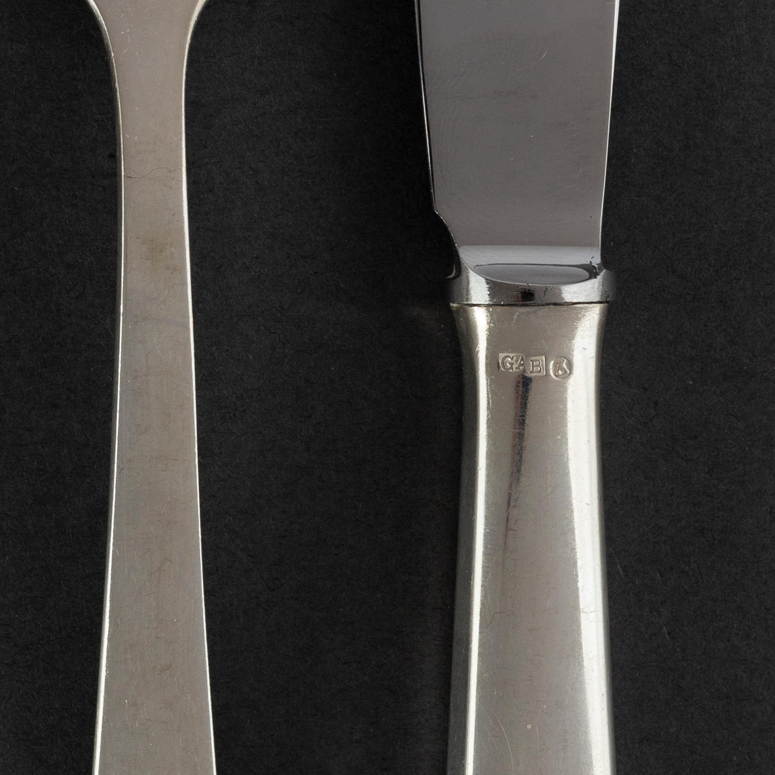 CG HALLBERG and GAB, a part 'Diana' silver cutlery, Stockholm, 1960s (36 pieces).